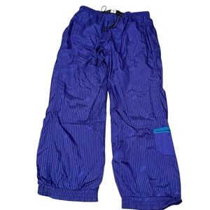 Blue vintage 90s striped nylon snow pants snowpants #Vintage #SnowPants